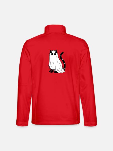 Halloween Katze Gespenst - SW - Unisex Softshelljacke - Rot - Hinten