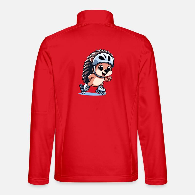Speedy Hedgehog: Roller Skating Champion - Unisex Softshell Jacket - red