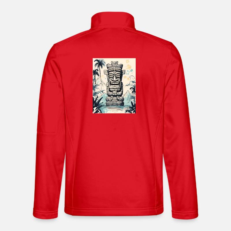 Tiki Statue Asia Art - Unisex Softshelljacke - Rot