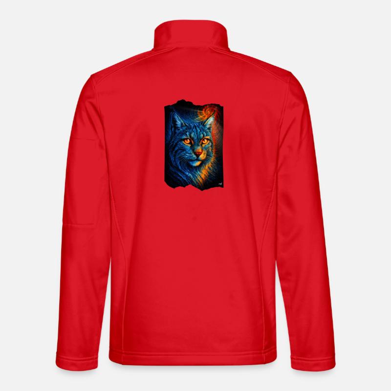 Mystische Luchs Wildkatze im Feuerlicht - Unisex Softshelljacke - Rot
