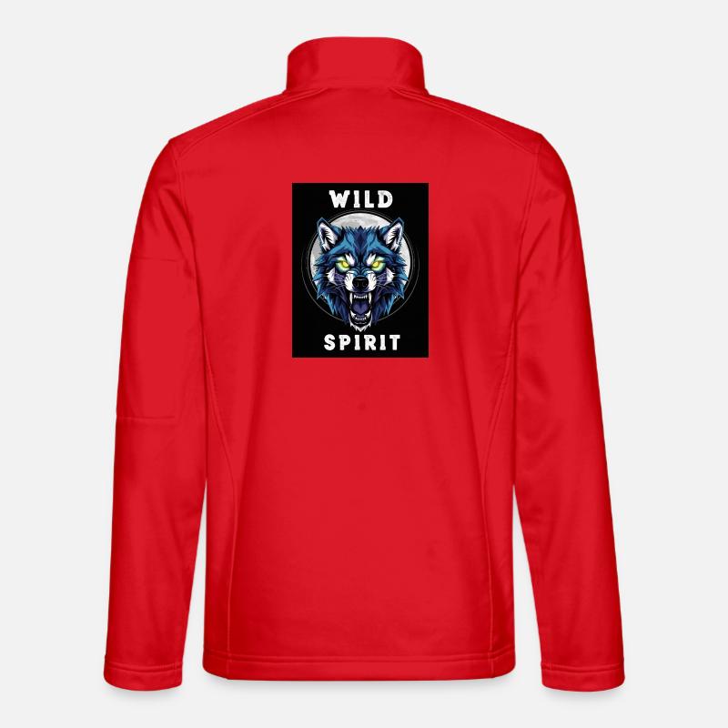 Wild Wolf Ghost Dinosaur Design - Unisex Softshell Jacket - red