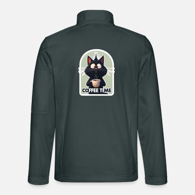Katze mit Kaffeetext Unisex Softshelljacke