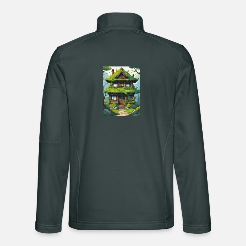 Japanese House Stylized Artwork Unisex Softshell Jacket