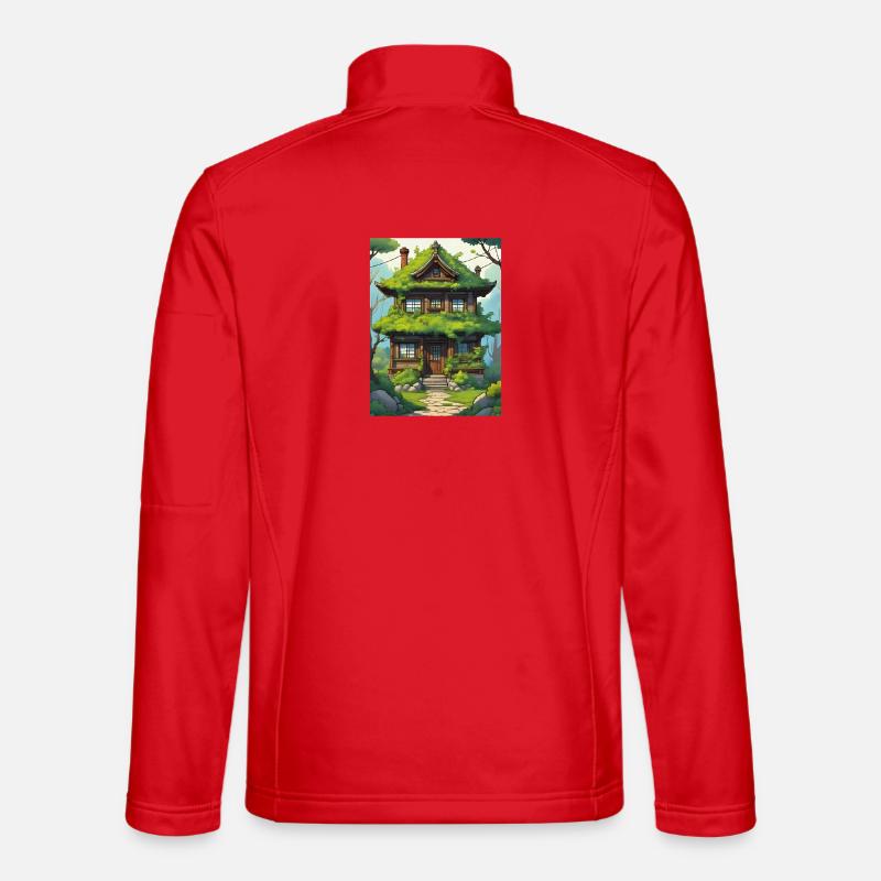 Japanese House Stylized Artwork - Unisex Softshell Jacket - red