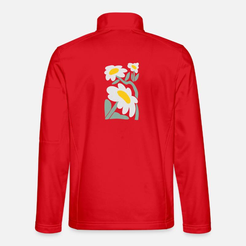 Playful Daisy Illustration - Unisex Softshell Jacket - red