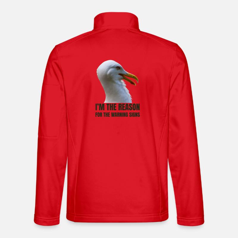 Whimsical Seagull with Bold Text Unisex Softshell Jacket