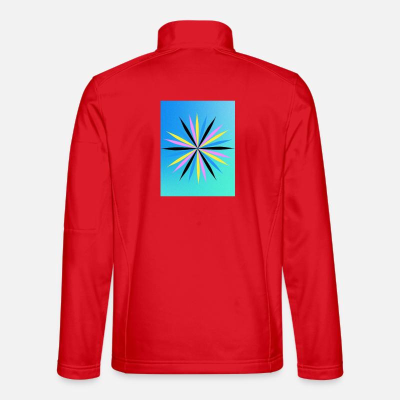 Lebendiges geometrisches Starburst-Design - Unisex Softshelljacke - Rot