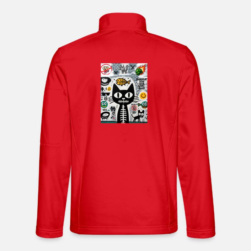 Urban Cat Wall Graffiti - Unisex Softshell Jacket - red