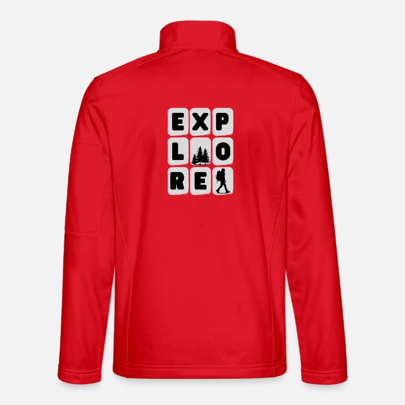 Adventurous Hike Silhouette Design - Unisex Softshell Jacket - red