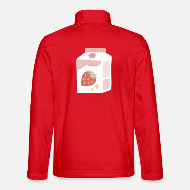 Strawberry Milk Box Illustration - Unisex Softshell Jacket - red