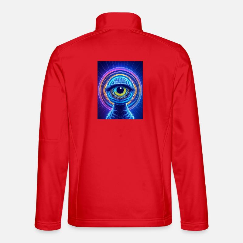 Neon Eye Ring Cosmic Hyperrealism - Unisex Softshell Jacket - red
