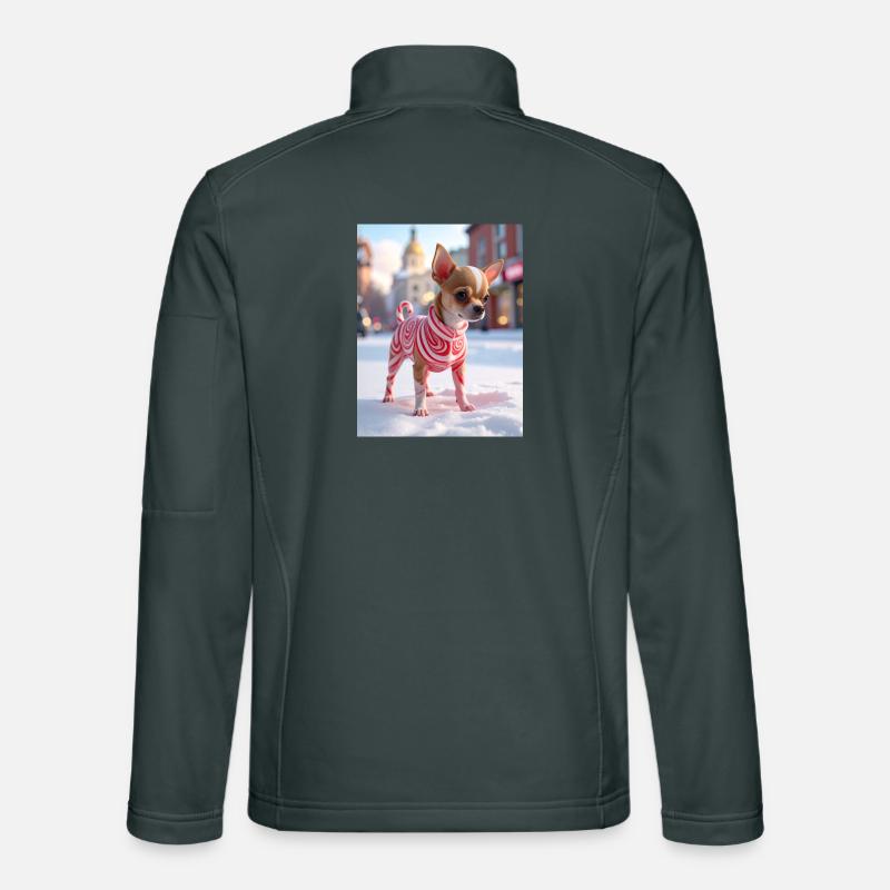 Chihuahua im roten Wirbelpullover Unisex Softshelljacke