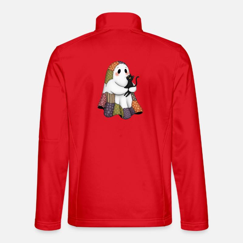Patchwork fantôme avec chat noir - Veste en tissu softshell Unisexe - rouge