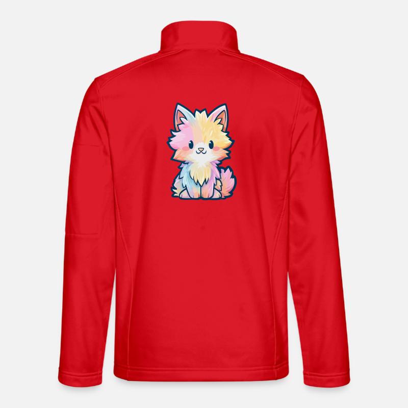 Pastellfarbenes Regenbogen-Flaum-Kätzchen - Unisex Softshelljacke - Rot