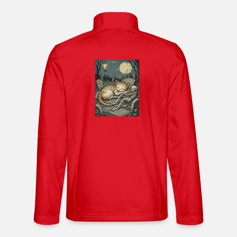 Moonlit Graveyard Kitten - Unisex Softshell Jacket - red