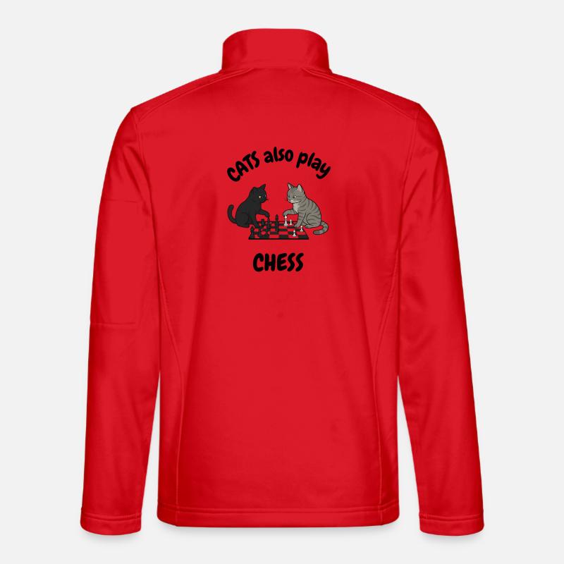 Katze spielt auch Schach - Unisex Softshelljacke - Rot