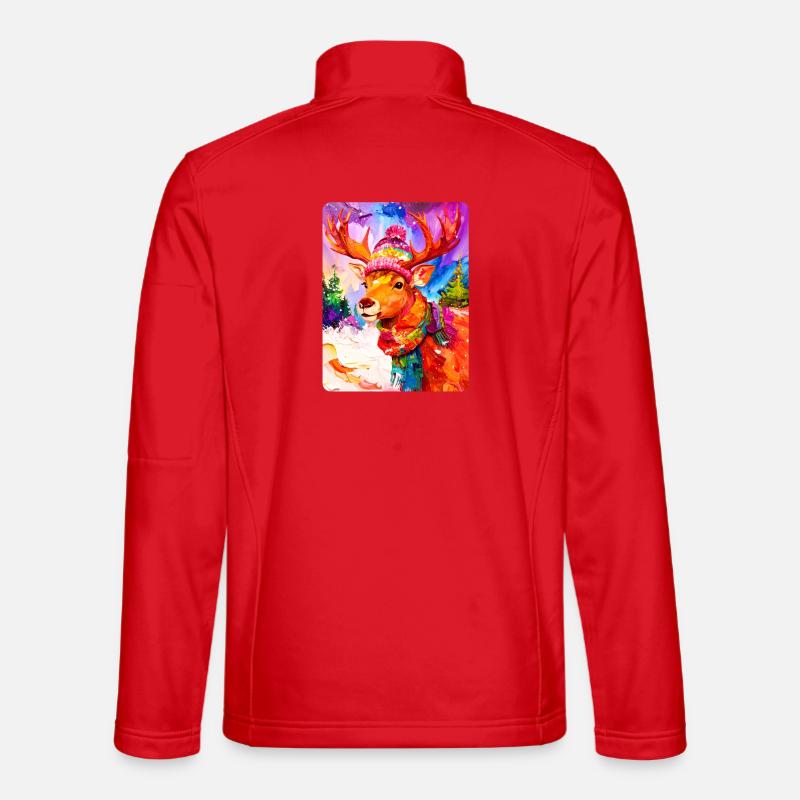 Rentier mit Pudelmütze - Unisex Softshelljacke - Rot