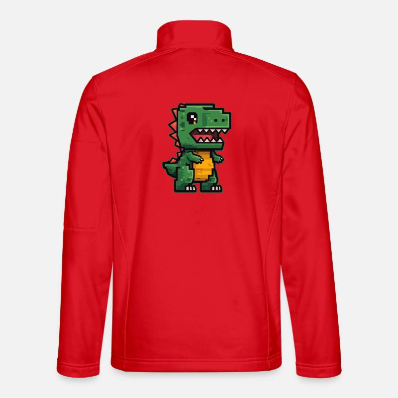 Süßer Pixel-Dino im Retro Look - Unisex Softshelljacke - Rot