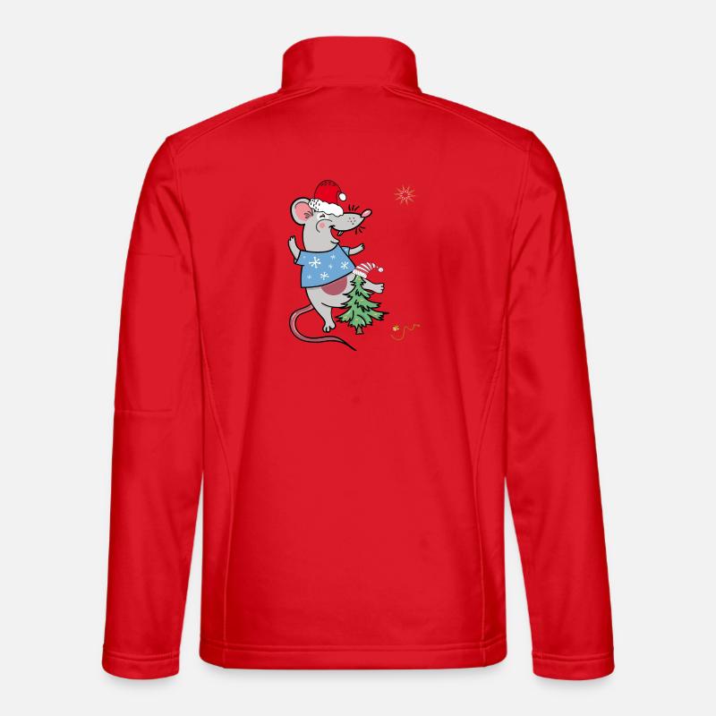 Christmas Mouse with Christmas Tree - Unisex Softshell Jacket - red