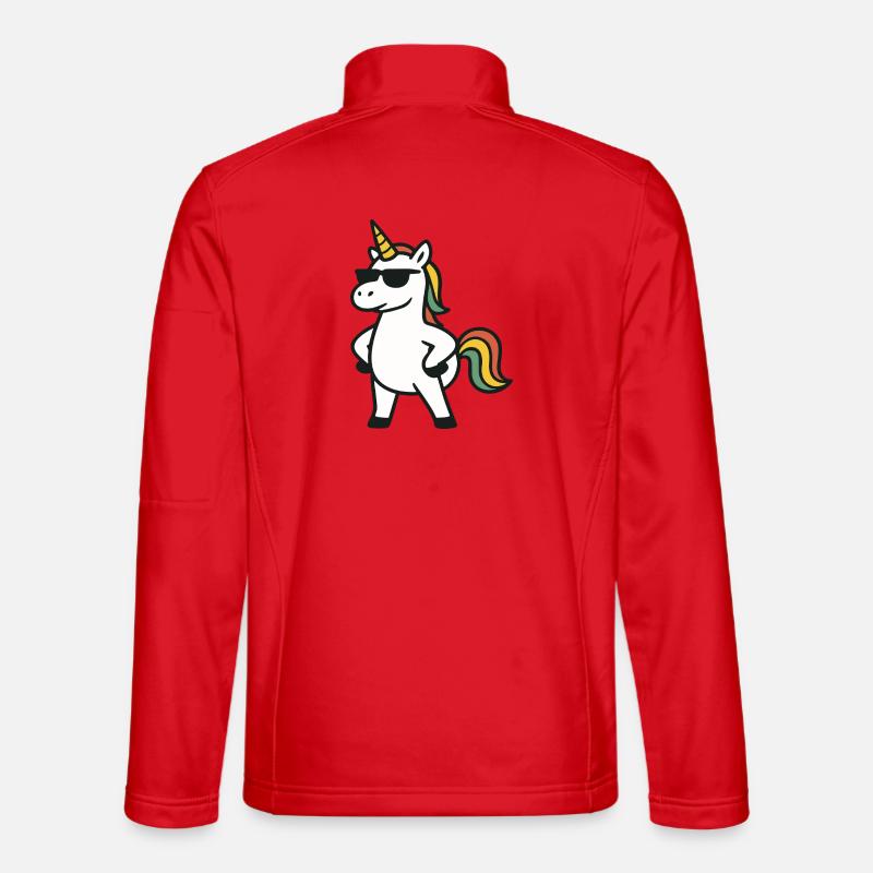 Cooles Sonnenbrillen-Einhorn mit selbstbewusster Pose-Kunst Unisex Softshelljacke