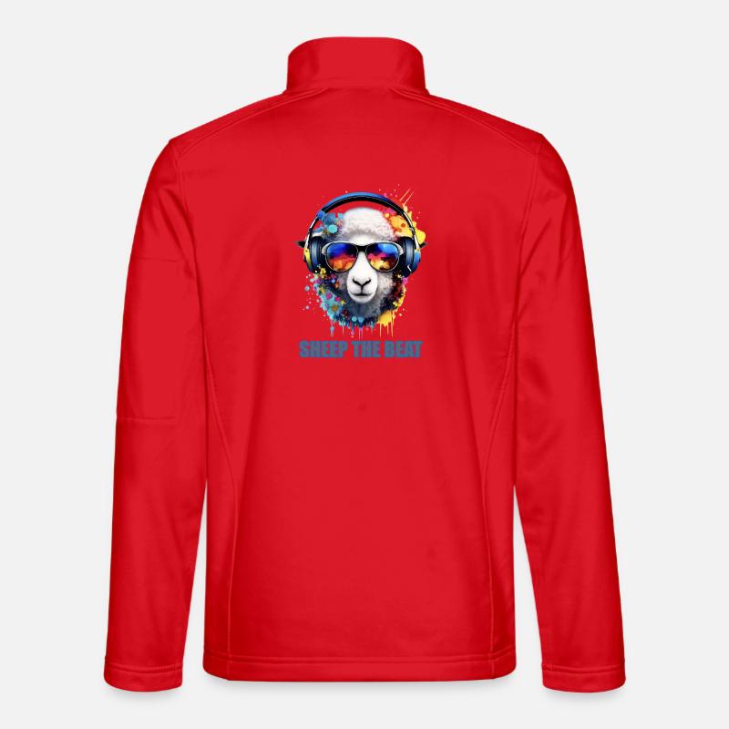 Sheep The Beat: Buntes Kopfhörer-Schaf - Unisex Softshelljacke - Rot