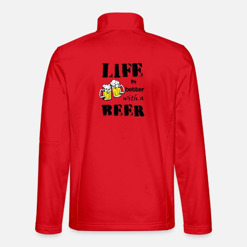Life_is_better_with_a_beer - Unisex Softshelljacke - Rot