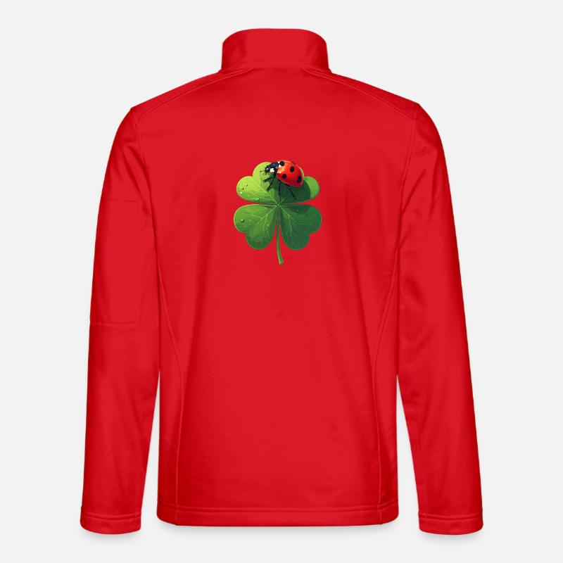 Ladybug on shamrock brings good luck - Unisex Softshell Jacket - red