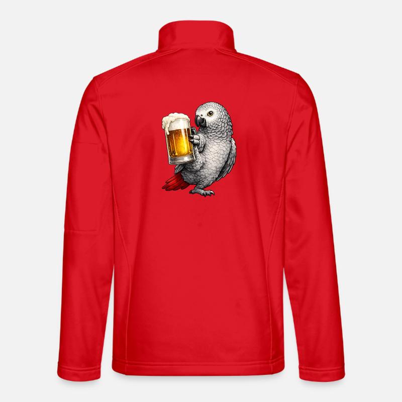 African grey parrot beer - Unisex Softshell Jacket - red