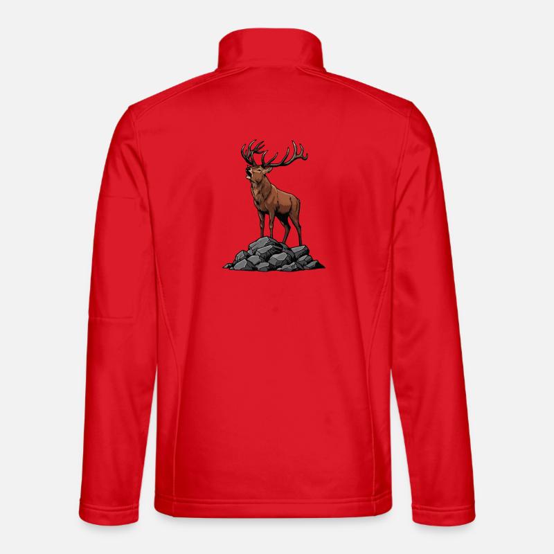 Majestic Deer Powerful Rutting Wilderness - Unisex Softshell Jacket - red