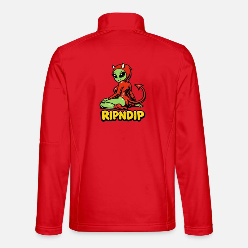 Dämonisches Mädchen in rotem Hoodie - Unisex Softshelljacke - Rot