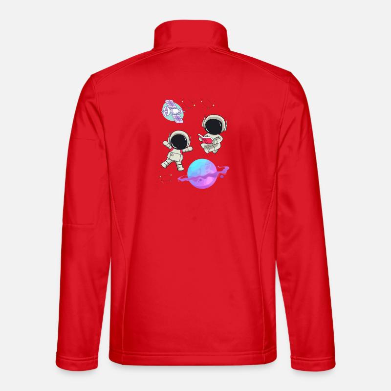 Bunte Astronauten im Orbit - Unisex Softshelljacke - Rot