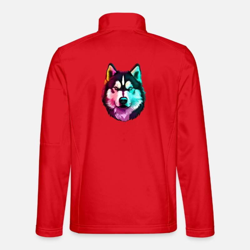 Wolf Husky Hund - Unisex Softshelljacke - Rot