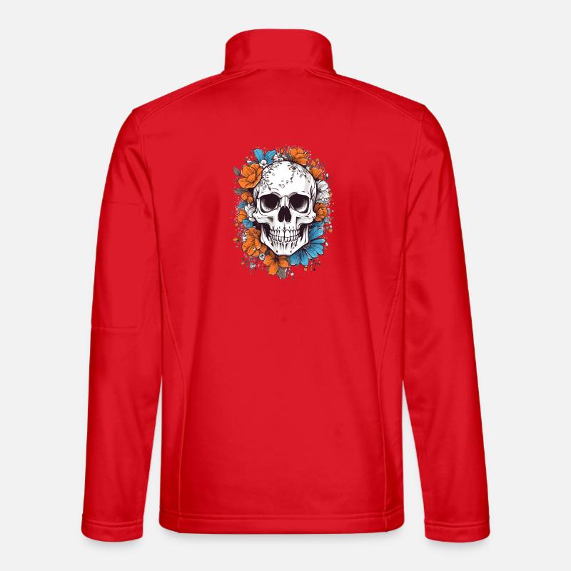 Totenkopf mit Blumen - Unisex Softshelljacke - Rot