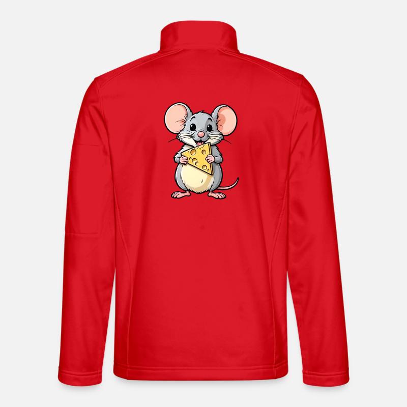 Souris de dessin animé effrontée avec du fromage Veste en tissu softshell Unisexe