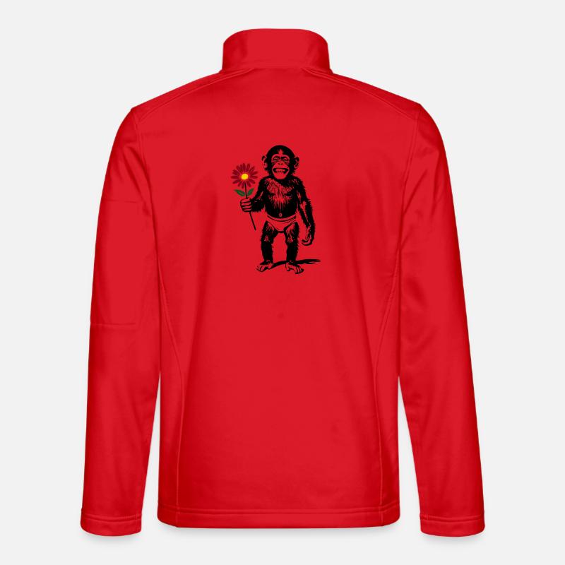 Monkey with Flower Valentine's Gift - Unisex Softshell Jacket - red