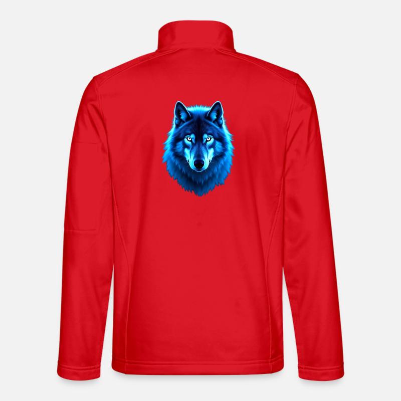 Blue wolf glow - Unisex Softshell Jacket - red