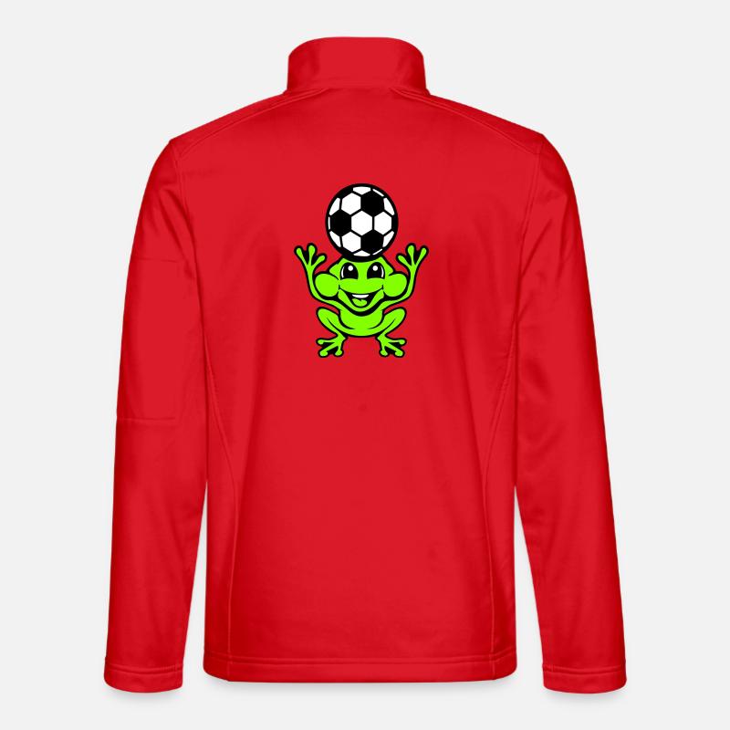 Frog Soccer Header Ball Playing Toad - Unisex Softshell Jacket - red