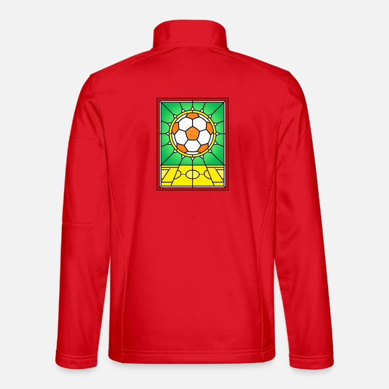 Buntglas-Fußballdesign - Unisex Softshelljacke - Rot