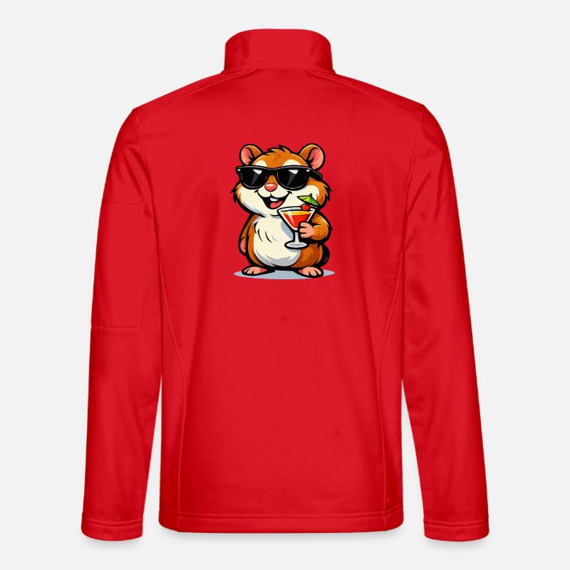 Cooler Hamster mit Cocktail und Sonnenbrille - Unisex Softshelljacke - Rot