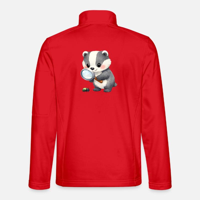 Der Dachs erforscht mit der Lupe ein Insekt Unisex Softshelljacke