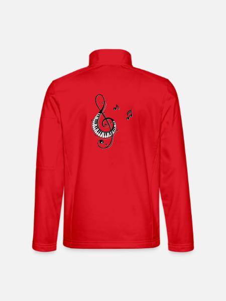 Notenschlüssel mit Klaviertasten und Musiknoten - Unisex Softshelljacke - Rot