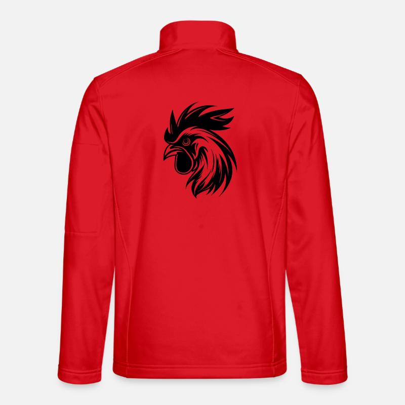 Rooster Head Vector Art - Unisex Softshell Jacket - red