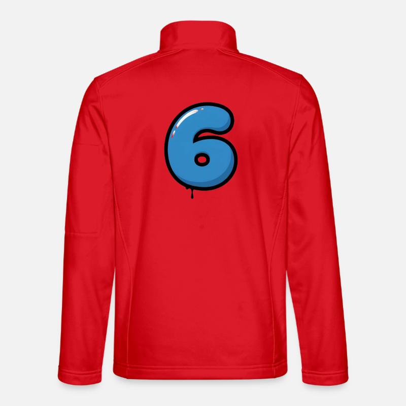 Dessin animé de ballon bleu numéro 6 Veste en tissu softshell Unisexe