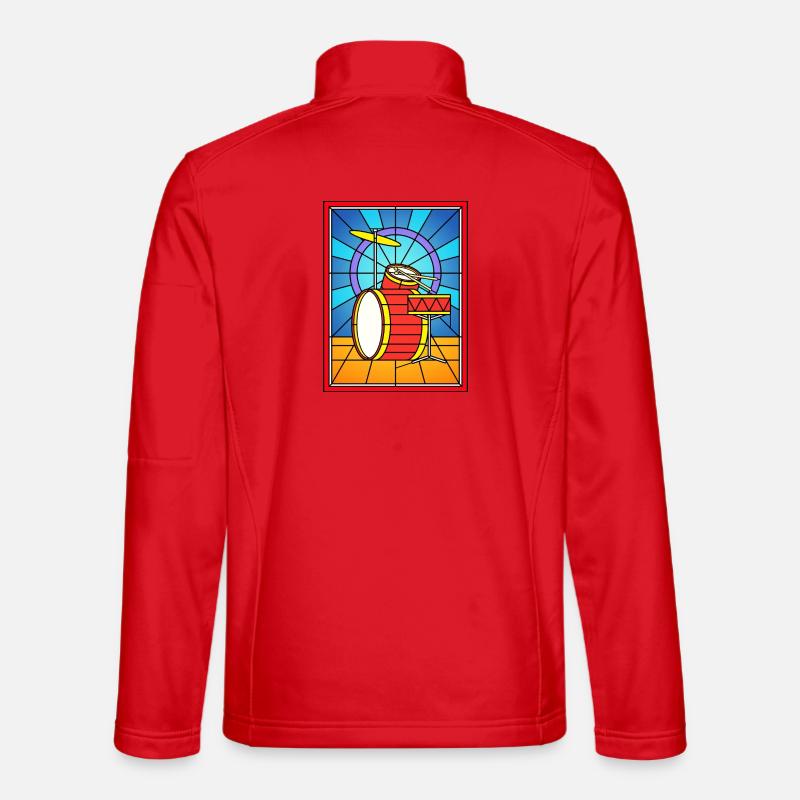 Stained Glass Drum Kit - Unisex Softshell Jacket - red
