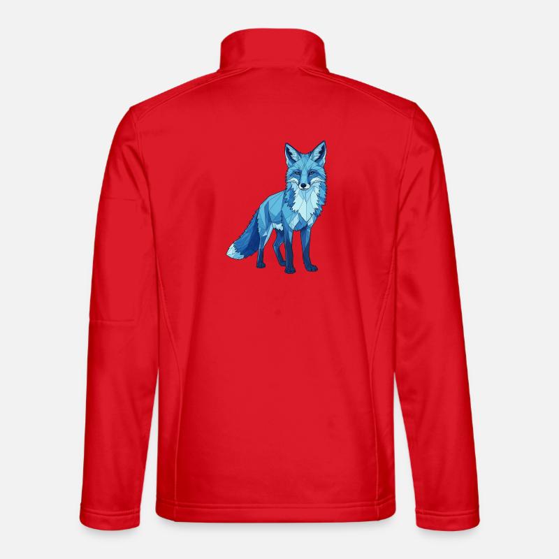 Blue polygon fox - Unisex Softshell Jacket - red
