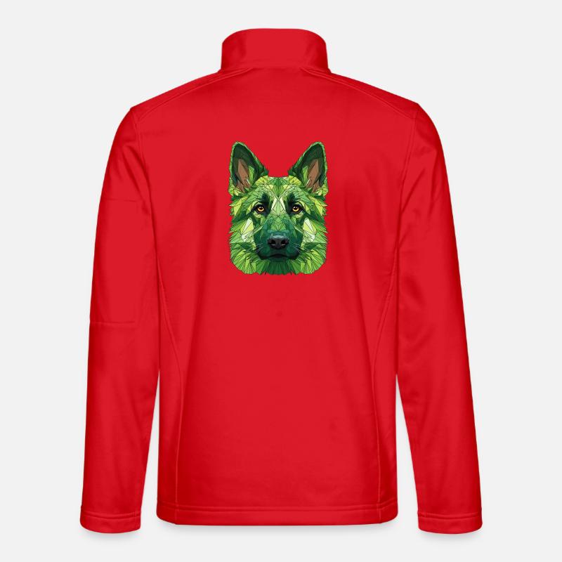 Green polygon wolf - Unisex Softshell Jacket - red