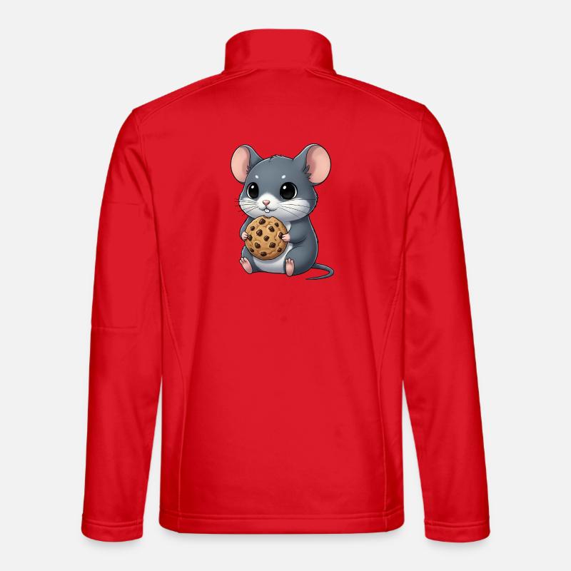 Souris mignonne avec biscuits Cookie Snacking dessin animé Veste en tissu softshell Unisexe