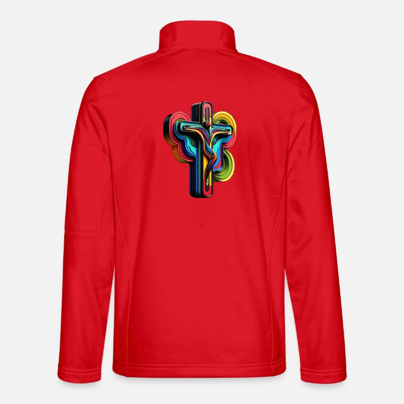 Vibrant Rainbow Cross Pop Art - Unisex Softshell Jacket - red