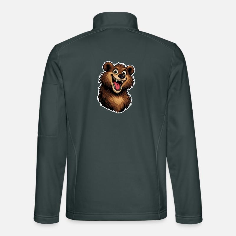Tête d’ours joyeuse dans un style dessin animé. Veste en tissu softshell Unisexe
