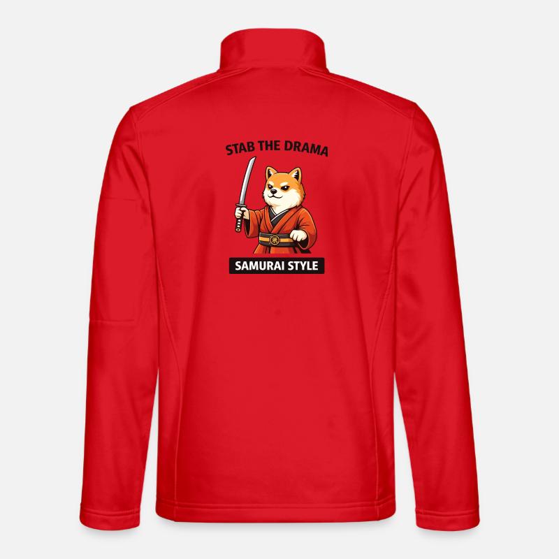 Samurai Shiba: Stab the Drama - Unisex Softshell Jacket - red